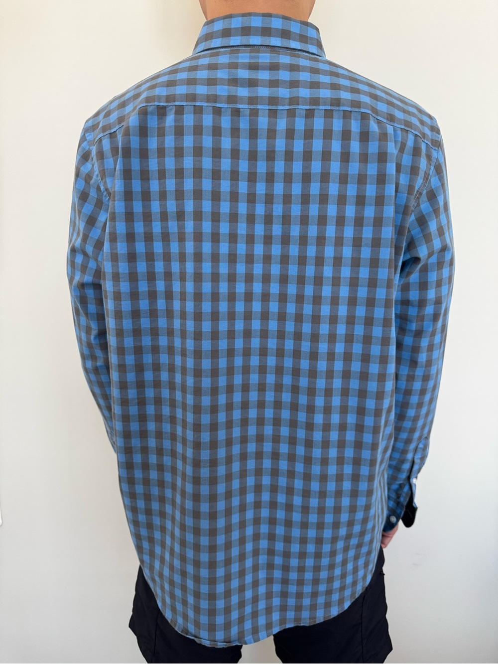 George Blue and Black Gingham Button-Down Shirt